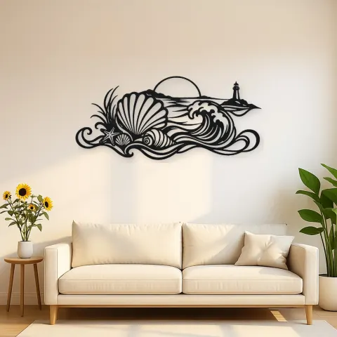 Shell and Tide Metal Wall Art | Coastal and Nautical Wall Decor