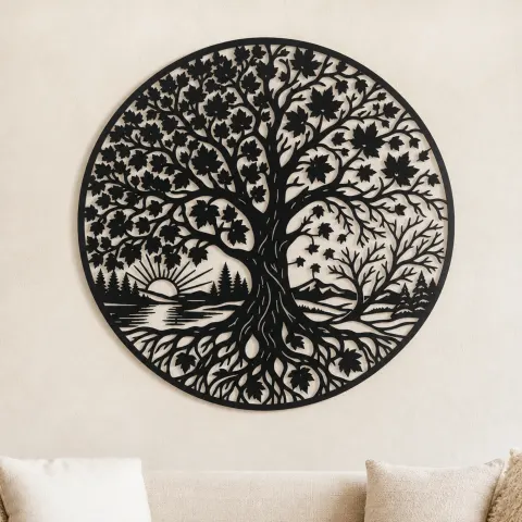Maple Tree Seasons Metal Wall Art | Botanical Metal Wall Decor