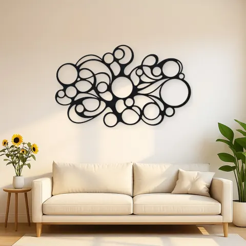 Connected Bubble Field Metal Wall Art | Modern Abstract Metal Decor