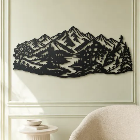 Vue alternative de Four Seasons Peaks Metal Wall Art | Modern Abstract Metal Decor