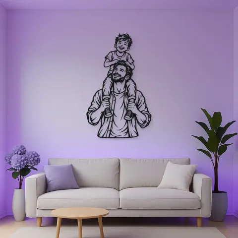 Vista alternativa de Father Son Shoulders Metal Wall Art | Family Silhouette Decor