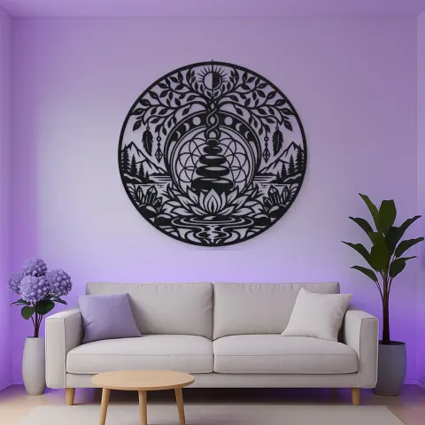 Vue alternative de Balance Stone Circle Metal Wall Art | Modern Abstract Metal Decor