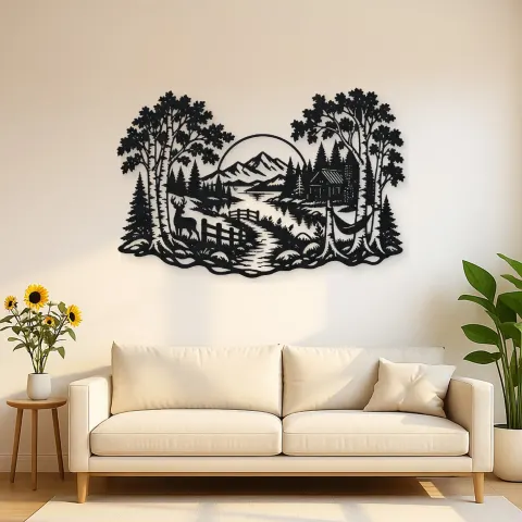 Birch Tree Path Metal Wall Art | Botanical Metal Wall Decor
