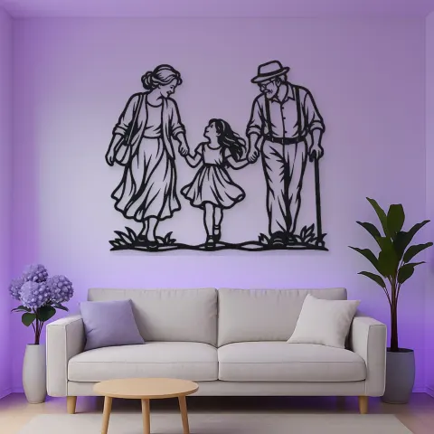 Grandparents Grandchild Metal Wall Art | Family Silhouette Decor alternative Ansicht