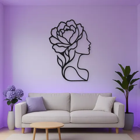Single Profile Bloom Metal Wall Art | Minimalist Woman Line Art alternative Ansicht
