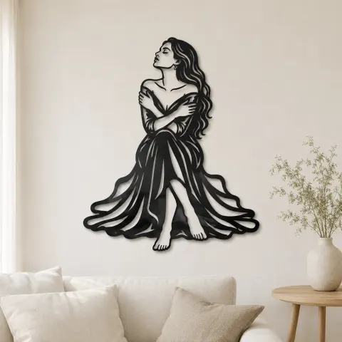 Quiet Self Love Metal Wall Art | Minimalist Woman Line Art