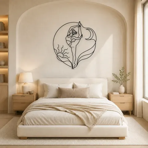 Vue alternative de Décoration murale en métal "Ligne séparée debout" | Décor mural yoga et méditation