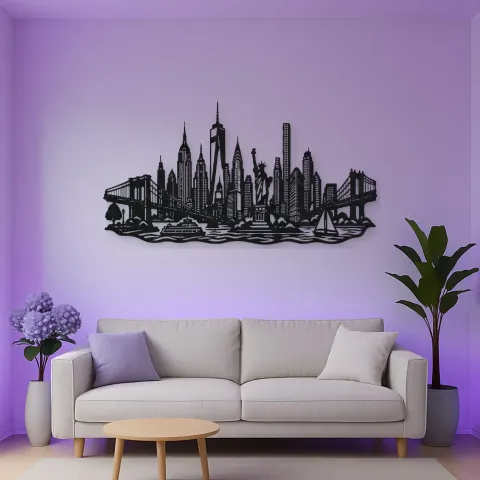 New York Skyline Flow Metal Wall Art | Travel and City Wall Decor alternative Ansicht