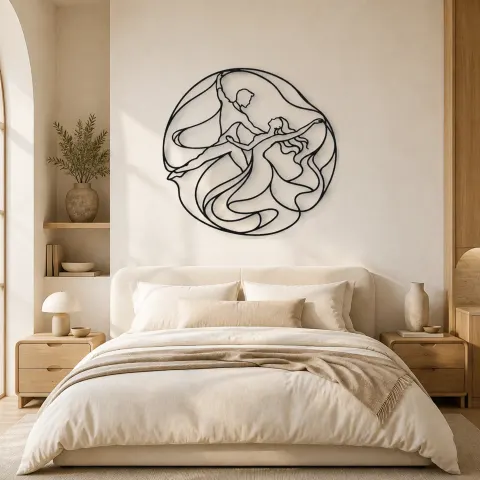 Vista alternativa de Arte Mural de Metal Espiral de Danza Moderna | Decoración de Pared con Silueta de Danza