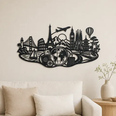 Passport Journey Symbol Metal Wall Art | Travel and City Wall Decor