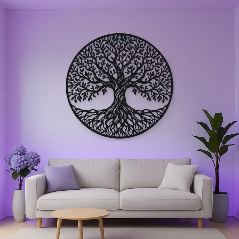 Vue alternative de Classic Tree of Life Metal Wall Art | Botanical Metal Wall Decor