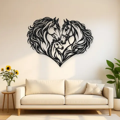 Horse Heart Profiles Metal Wall Art | Equestrian Wall Decor