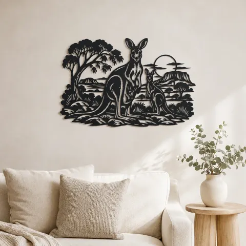 Kangaroo Outback Metal Wall Art | Wildlife Silhouette Decor