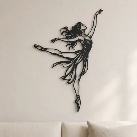 Graceful Arabesque Metal Wall Art | Movement Silhouette Decor