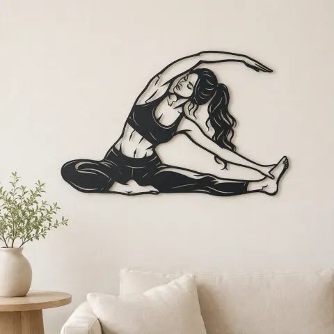 Seated Side Stretch Metal Wall Art | Movement Silhouette Decor
