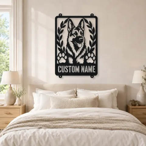 Vue alternative de Décoration murale en métal personnalisée berger allemand avec empreintes de pattes