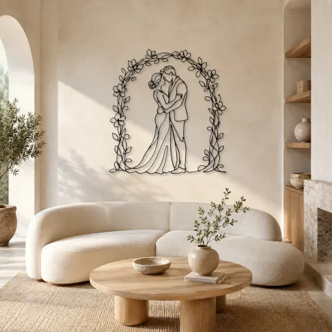 Silhouette d'Arche Fleurie en Métal | Décoration Couple Romantique