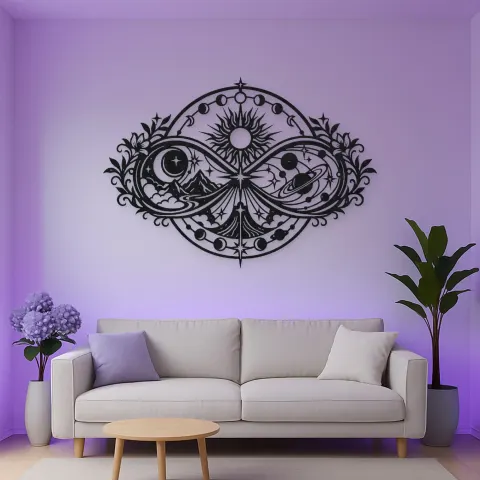 Infinite Celestial Loop Metal Wall Art | Celestial Boho Wall Decor alternative Ansicht