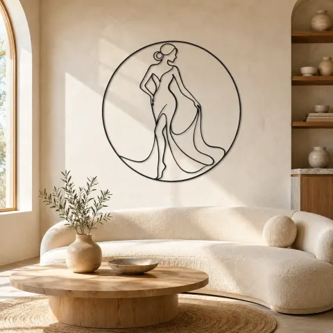 Silhouette dans un cercle | Décoration murale en métal