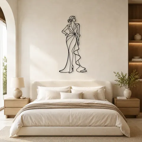 Vue alternative de Décoration murale en métal Profil de Robe de Designer | Décor mural figure de mode