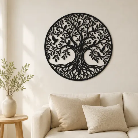 Tree with Birds Metal Wall Art | Wildlife Silhouette Decor