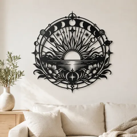 Sunrise Mandala Metal Wall Art | Spiritual Boho Metal Decor