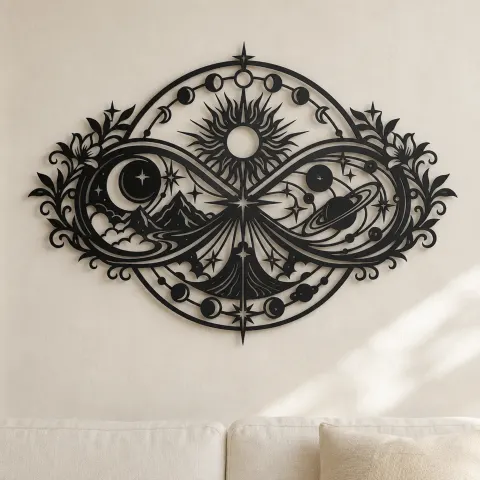 Infinite Celestial Loop Metal Wall Art | Celestial Boho Wall Decor