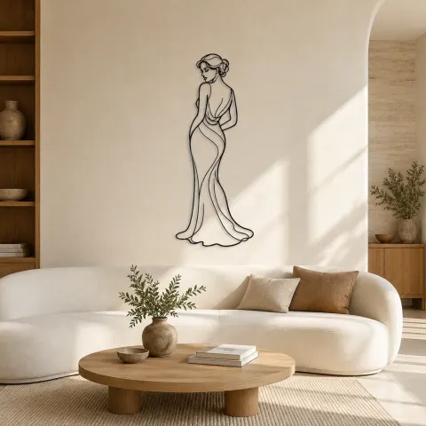Décoration murale en métal Regard Élégant par-dessus l'Épaule | Décor de Figure de Mode