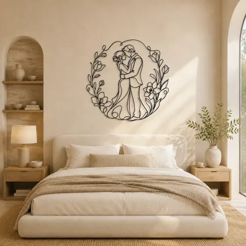 Vue alternative de Décoration murale en métal Couple de Fleurs de Printemps | Décor Romantique pour Couple