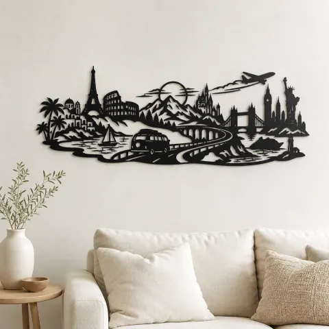 Road Trip Horizon Metal Wall Art | Travel and City Wall Decor