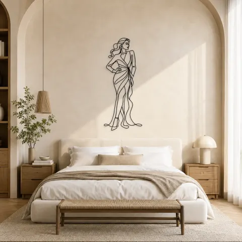 Vue alternative de Décoration murale en métal Pose Robe Enveloppante | Décor mural Figure de Mode