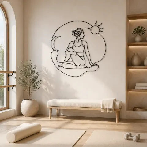 Décoration murale en métal Twisted Chair Flow | Décor mural Yoga et Méditation
