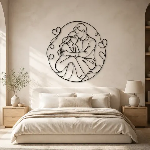 Vue alternative de Décoration murale en métal "Couple en Moment Calme" | Décor romantique de couple