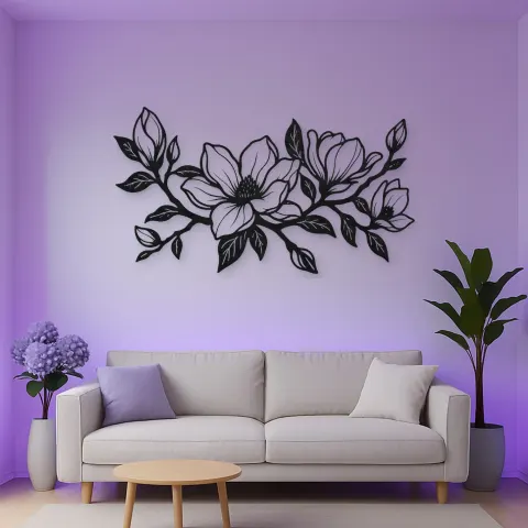 Magnolia Branch Metal Wall Art | Botanical Metal Wall Decor alternative Ansicht