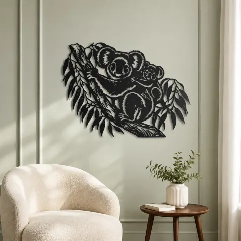 Vue alternative de Koala Eucalyptus Metal Wall Art | Wildlife Silhouette Decor