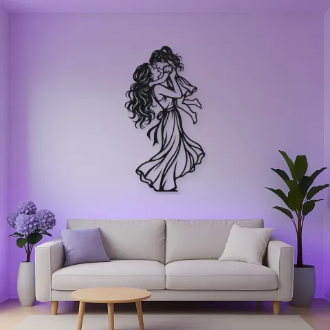 Single Mother Child Metal Wall Art | Family Silhouette Decor alternative Ansicht