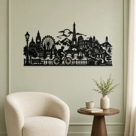 Vue alternative de Bicycle City Ride Metal Wall Art | Travel and City Wall Decor