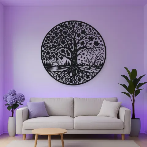 Vista alternativa de Maple Tree Seasons Metal Wall Art | Botanical Metal Wall Decor