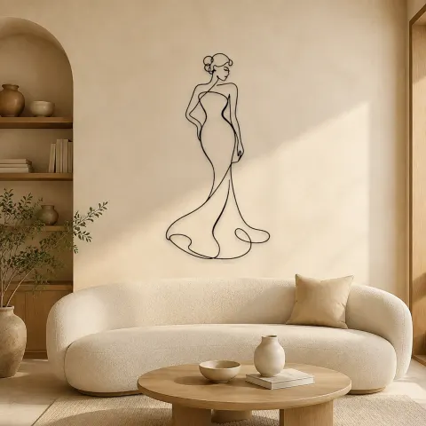 Décoration murale en métal One Line Feminine Curve | Décor mural féminin
