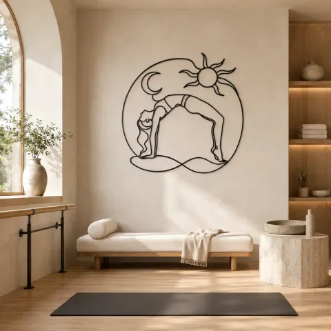 Décoration murale en métal Wheel Pose Energy | Décor mural pour le yoga et la méditation