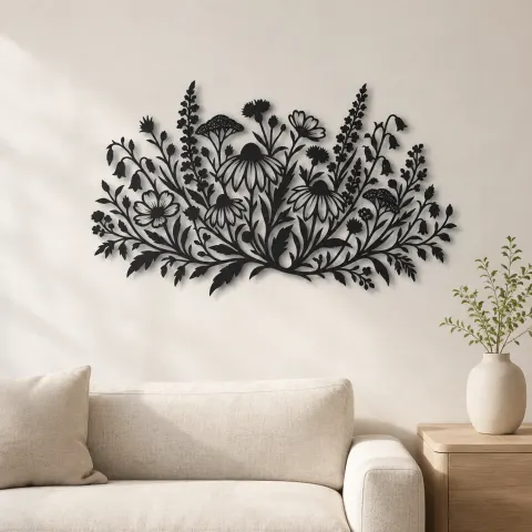 Wildflower Meadow Metal Wall Art | Botanical Metal Wall Decor
