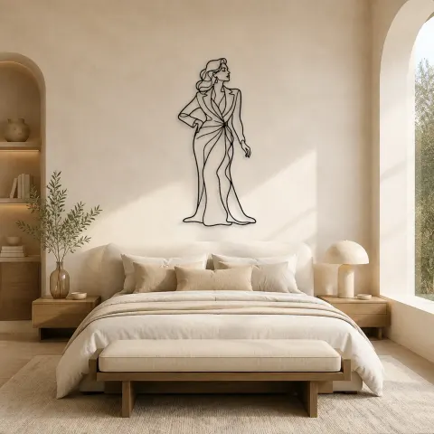 Vue alternative de Décoration murale en métal "Pose Glamour Classique" | Décor mural de figure de mode