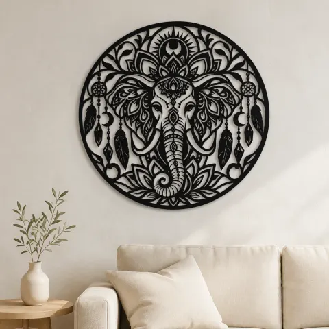 Spiritual Elephant Metal Wall Art | Wildlife Silhouette Decor