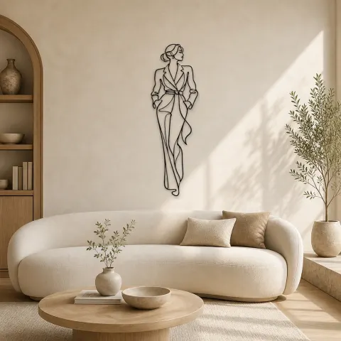 Décoration murale en métal "Ligne de mode contemporaine" | Décor mural figure de mode