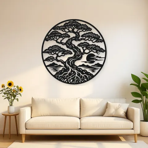Bonsai Balance Metal Wall Art | Botanical Metal Wall Decor