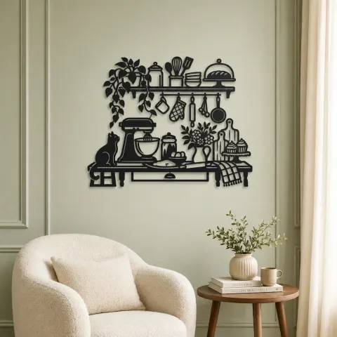 Vue alternative de Baker Kitchen Line Metal Wall Art | Cozy Home Metal Decor
