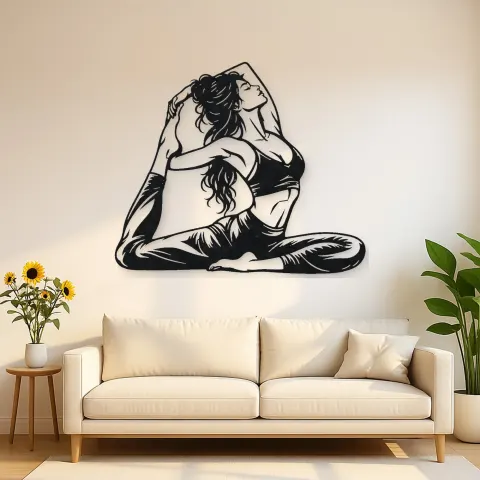 Pigeon Pose Serenity Metal Wall Art | Movement Silhouette Decor