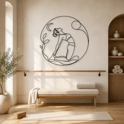 Kamelpose Offenes Herz Metall-Wandkunst | Yoga und Meditations Wanddeko