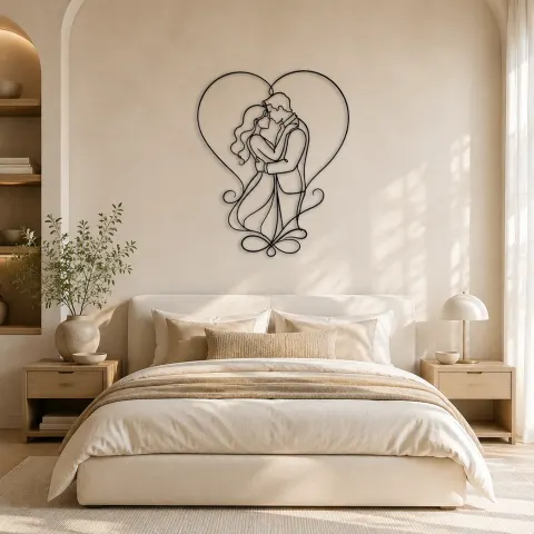 Vue alternative de Décoration murale en métal Cadre Cœur Amoureux | Décor Couple Romantique