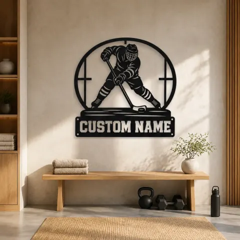 Décoration murale en métal personnalisée joueur de hockey sur glace